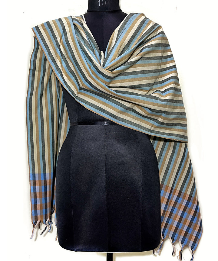 Multicolor stripe cotton hand woven dupatta
