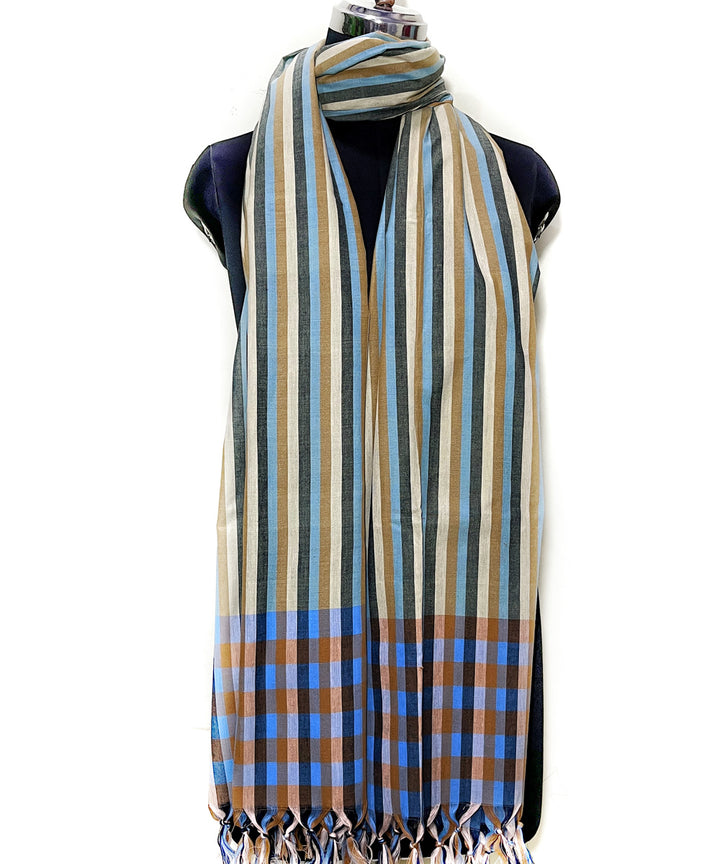 Multicolor stripe cotton hand woven dupatta