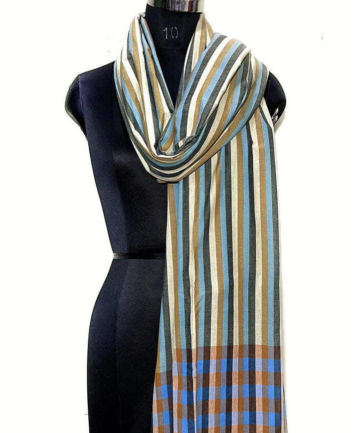Multicolor stripe cotton hand woven dupatta
