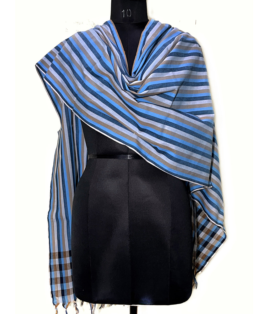 Multi color stripe cotton handwoven dupatta