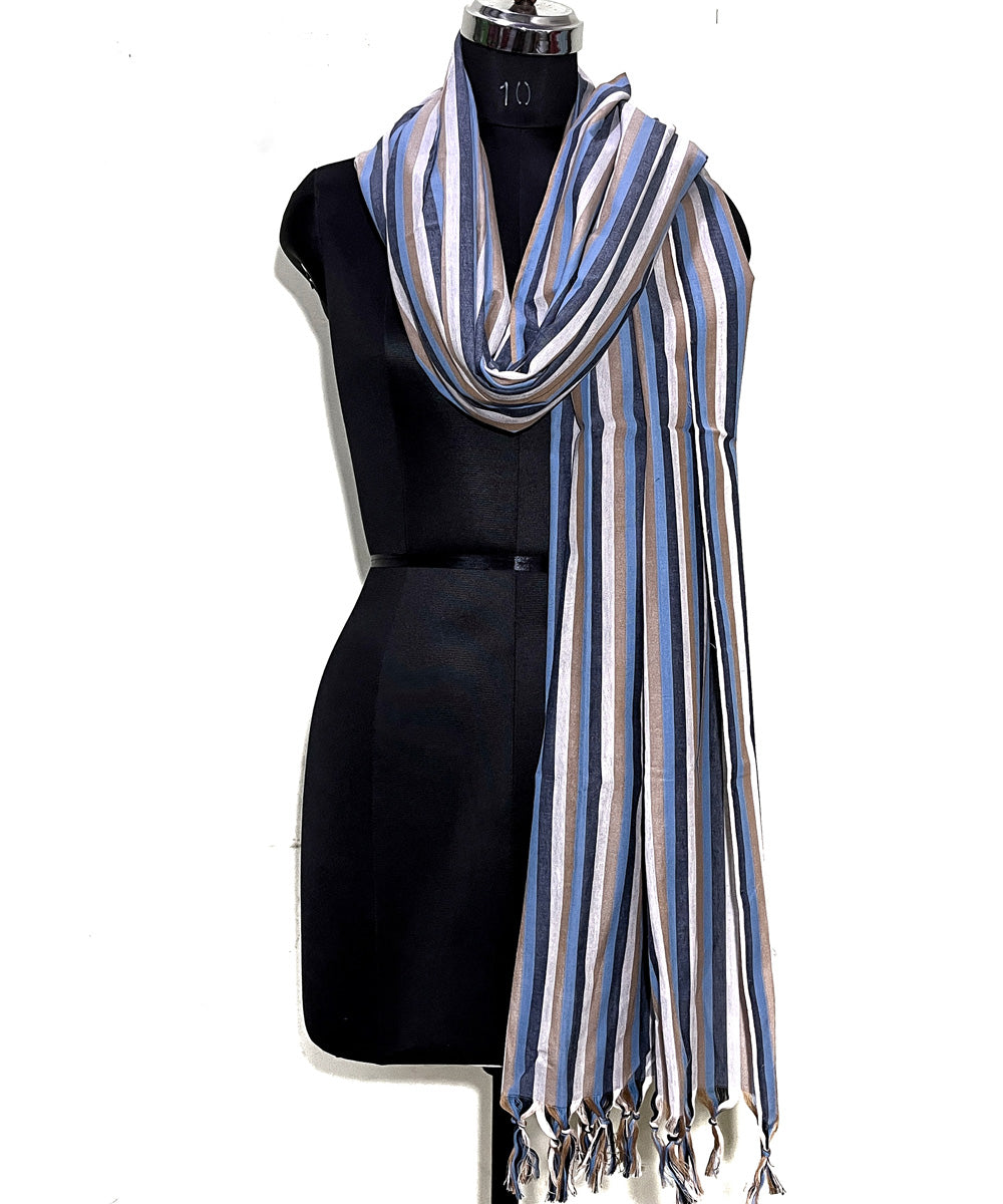 Multicolor stripe handwoven cotton dupatta