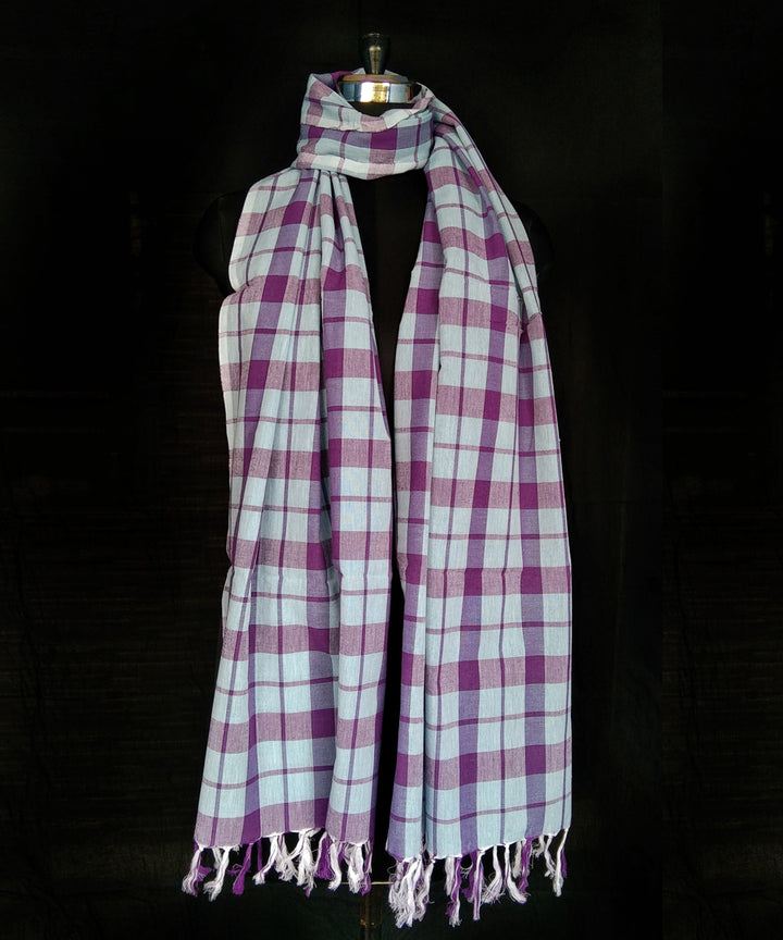 Sea green purple handwoven cotton dupatta