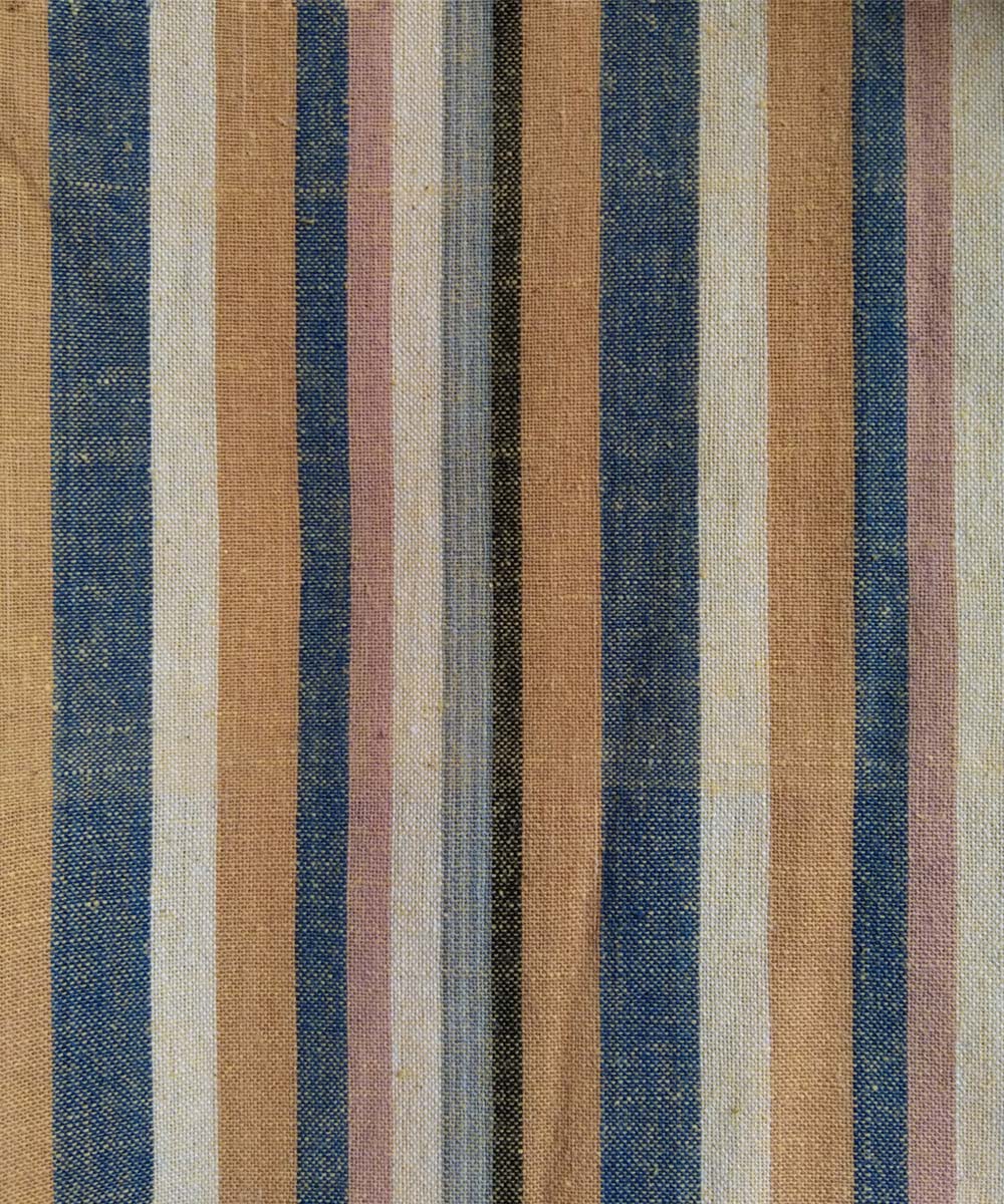 Multicolor stripe handloom cotton fabric