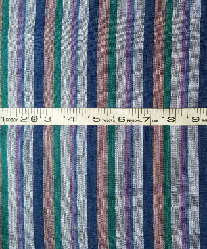 Multicolor handwoven cotton stripe fabric