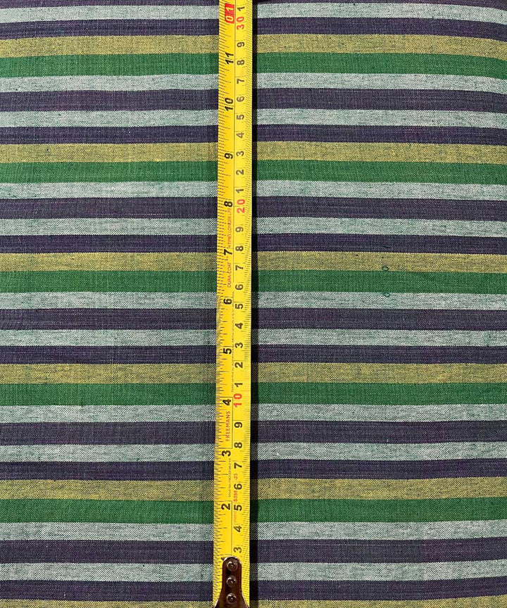 Multicolor stripe handwoven cotton fabric