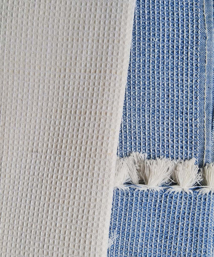 Set of 4 offwhite blue cotton handwoven napkin