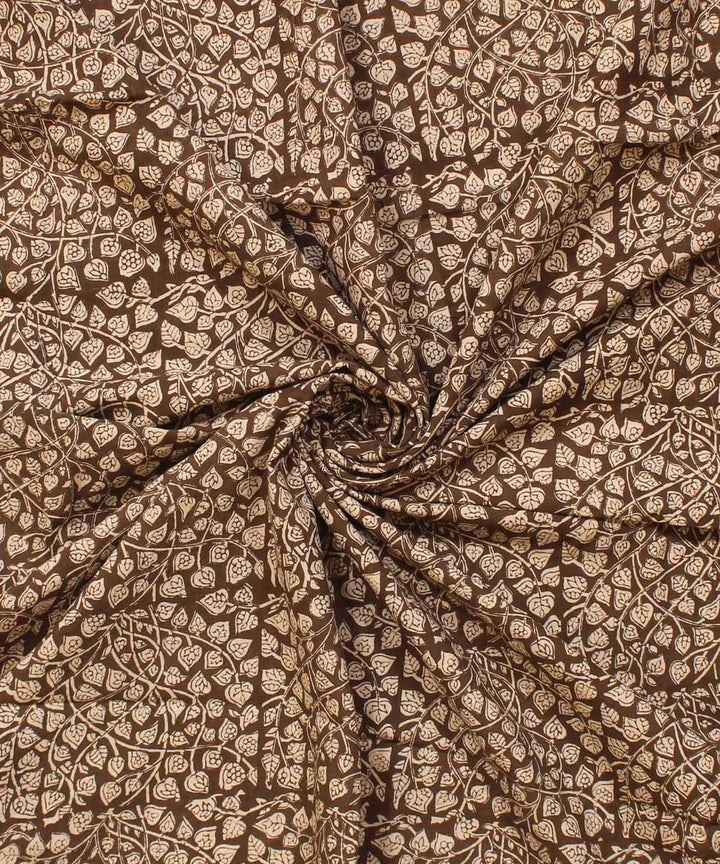 Beige moody grey cotton hand block bagh printed fabric