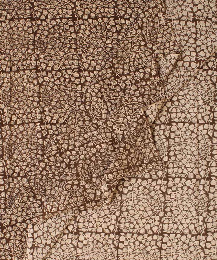 Beige moody grey cotton hand block bagh printed fabric