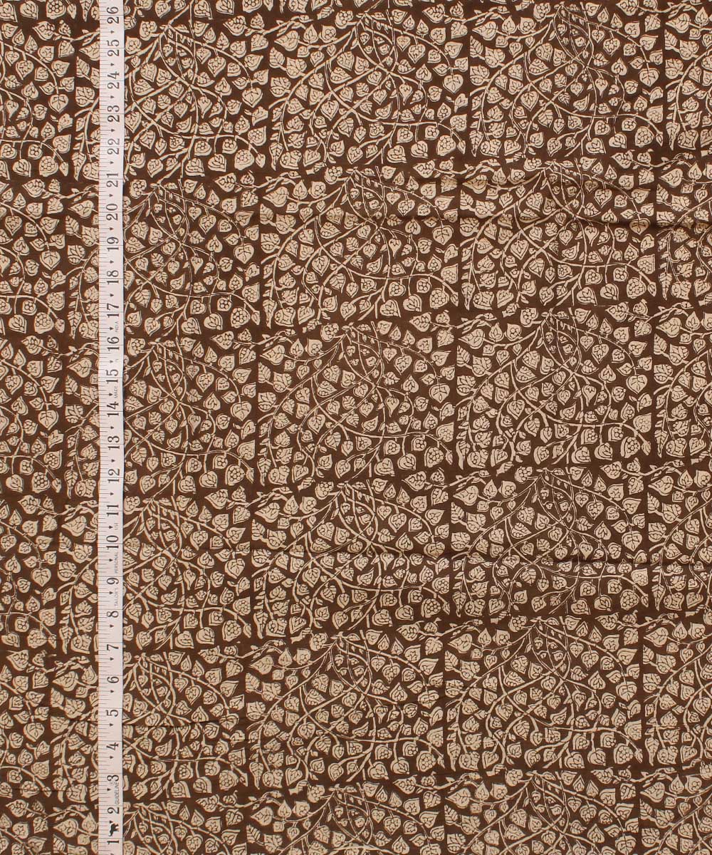 Beige moody grey cotton hand block bagh printed fabric