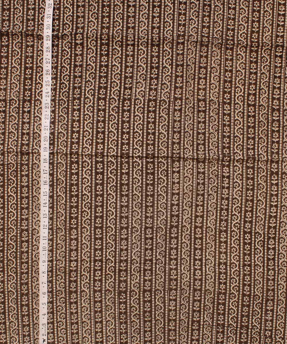Beige moody grey hand block bagh printed cotton fabric