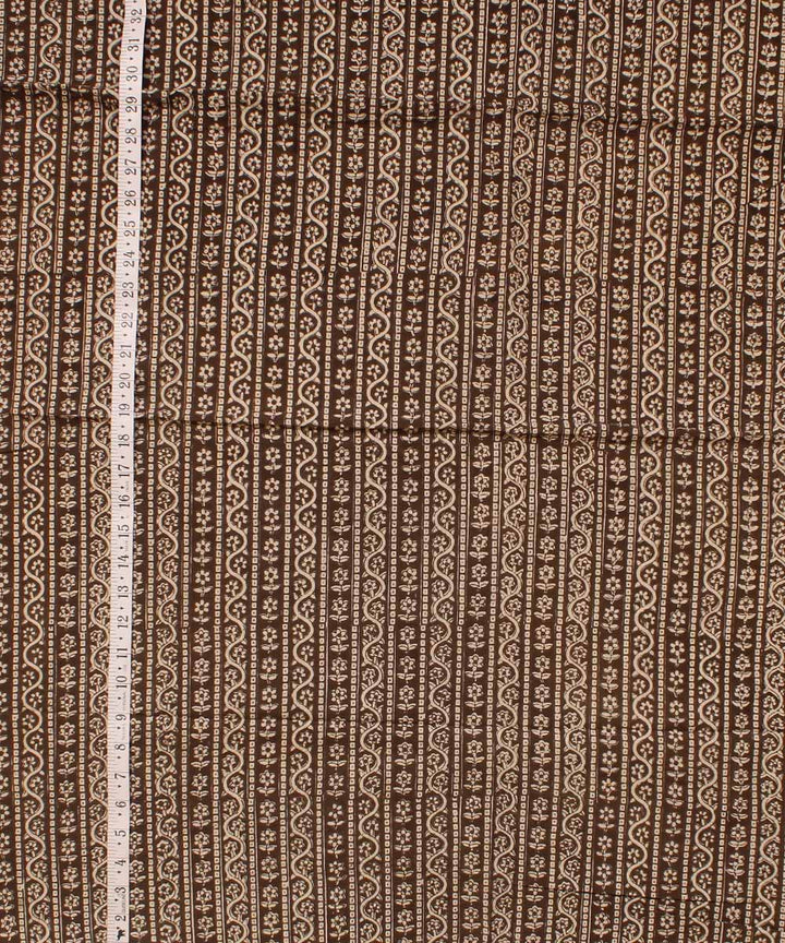 Beige moody grey hand block bagh printed cotton fabric