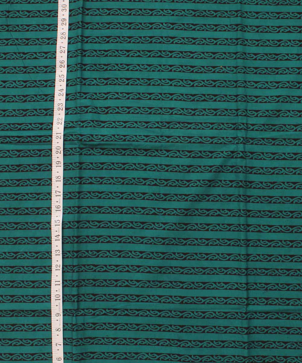 Dark green black hand block bagh printed cotton fabric