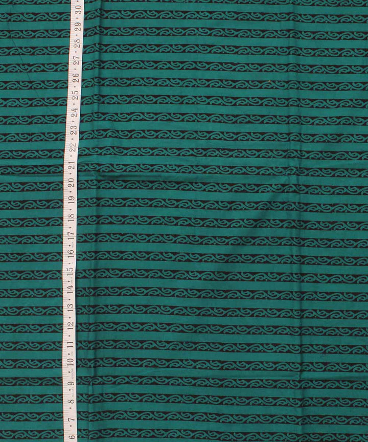 Dark green black hand block bagh printed cotton fabric