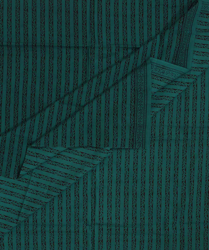 Dark green black hand block bagh printed cotton fabric