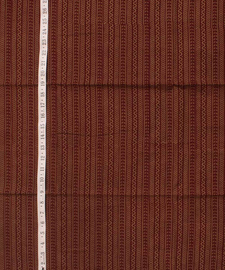 Maroon striped hand block bagh printed cotton fabric