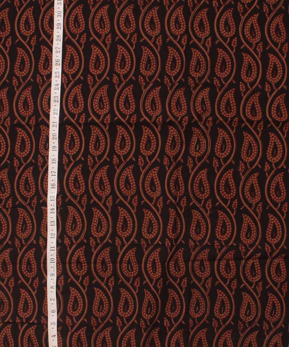 Black maroon hand block bagh printed cotton fabric