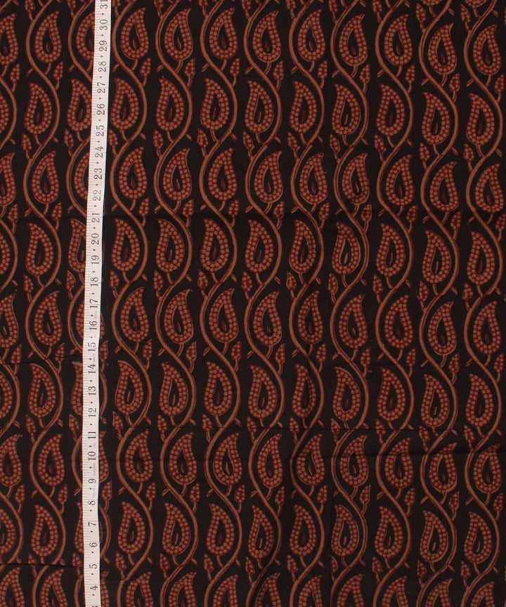Black maroon hand block bagh printed cotton fabric