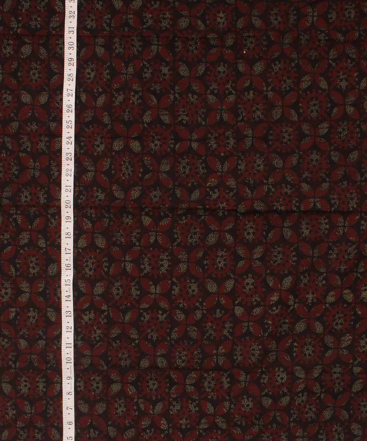 Maroon olive green cotton hand block bagh printed fabric