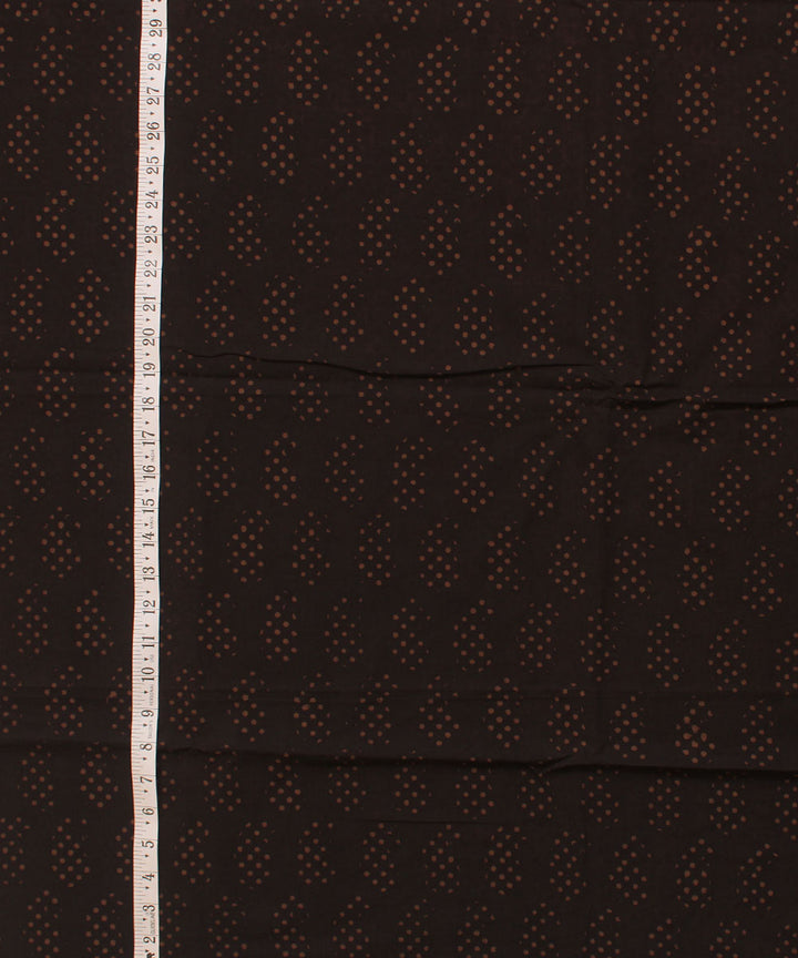 Black olive green hand block bagh printed cotton fabric