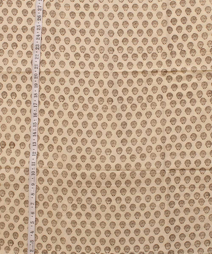 Cream floral hand block bagh printed cotton fabric