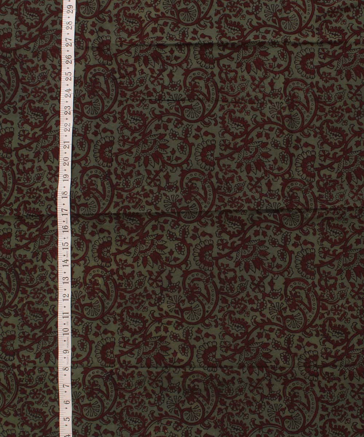 Light green maroon cotton hand block bagh printed fabric