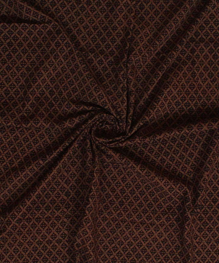 Brown black hand block bagh printed cotton fabric