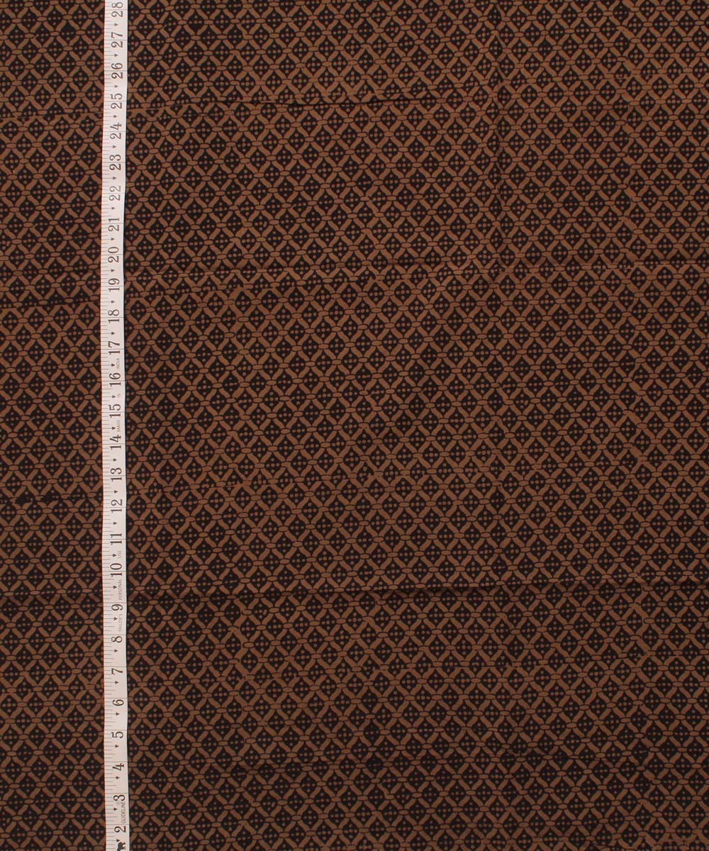 Brown black hand block bagh printed cotton fabric