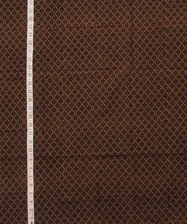 Brown black hand block bagh printed cotton fabric