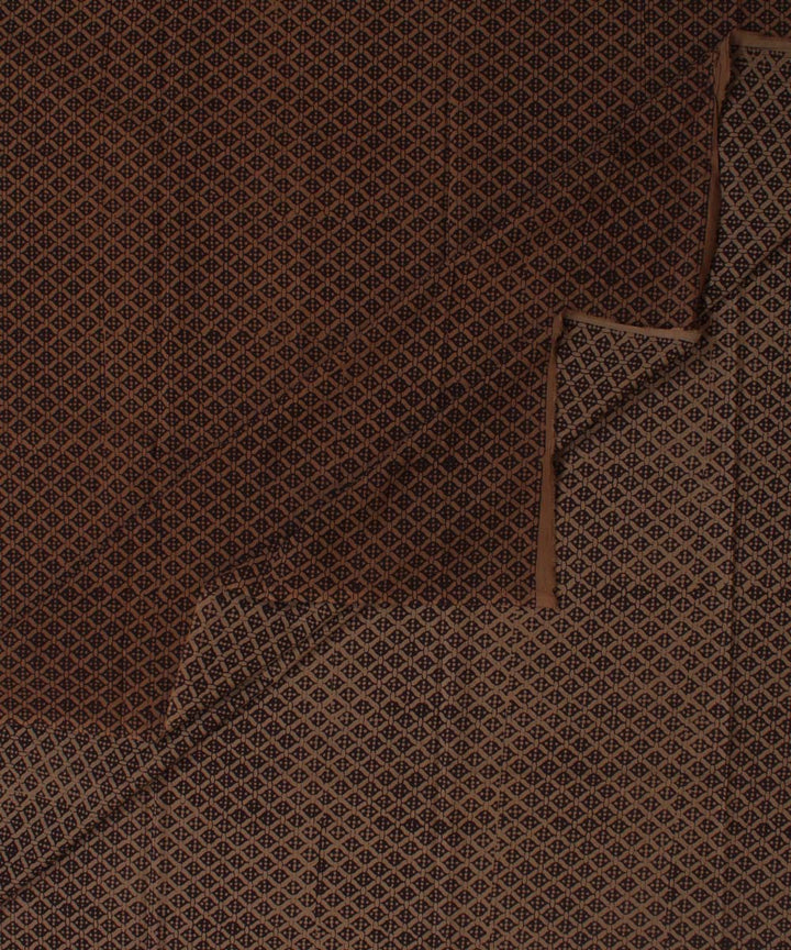 Brown black hand block bagh printed cotton fabric