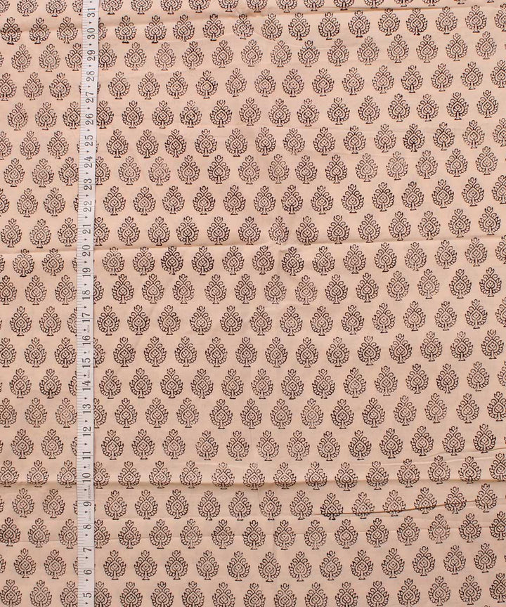 Cream black red hand block bagh printed cotton fabric