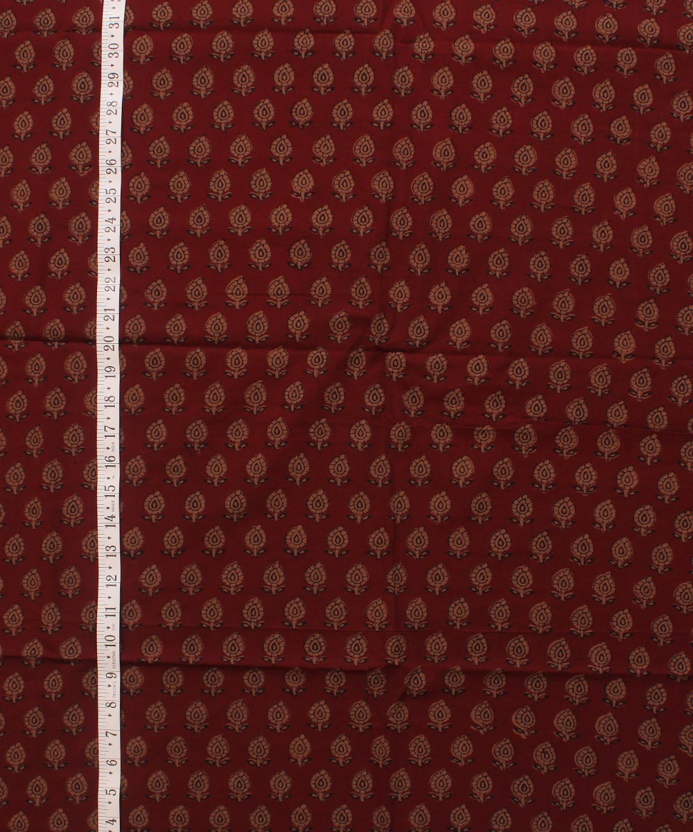 Maroon brown hand block bagh printed cotton fabric