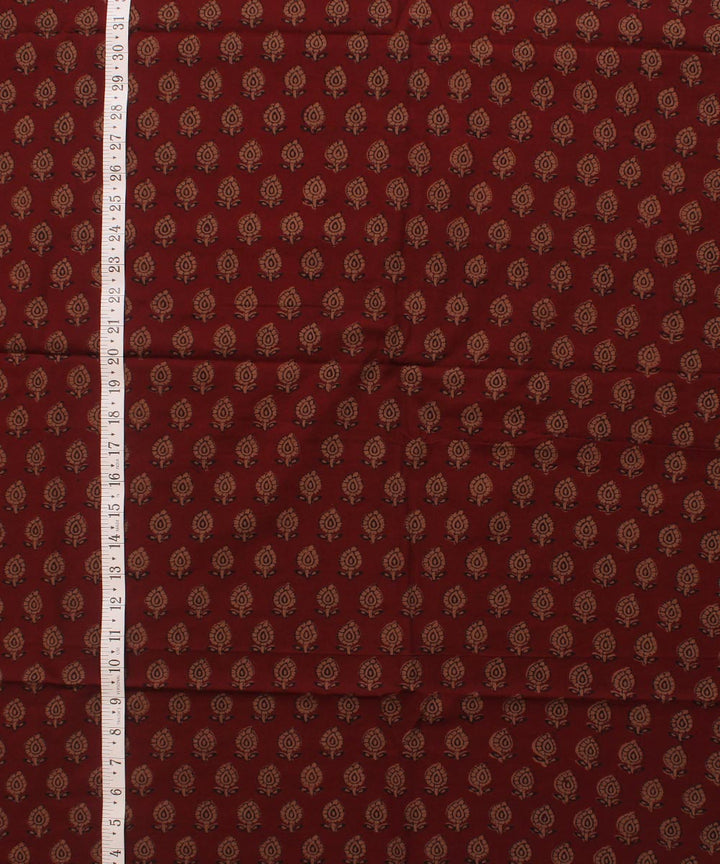 Maroon brown hand block bagh printed cotton fabric