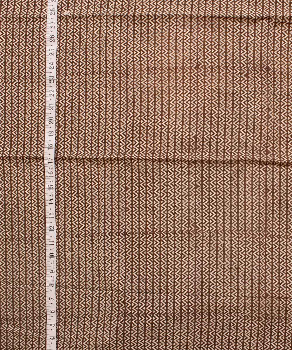 Brown cream cotton hand block bagh printed fabric