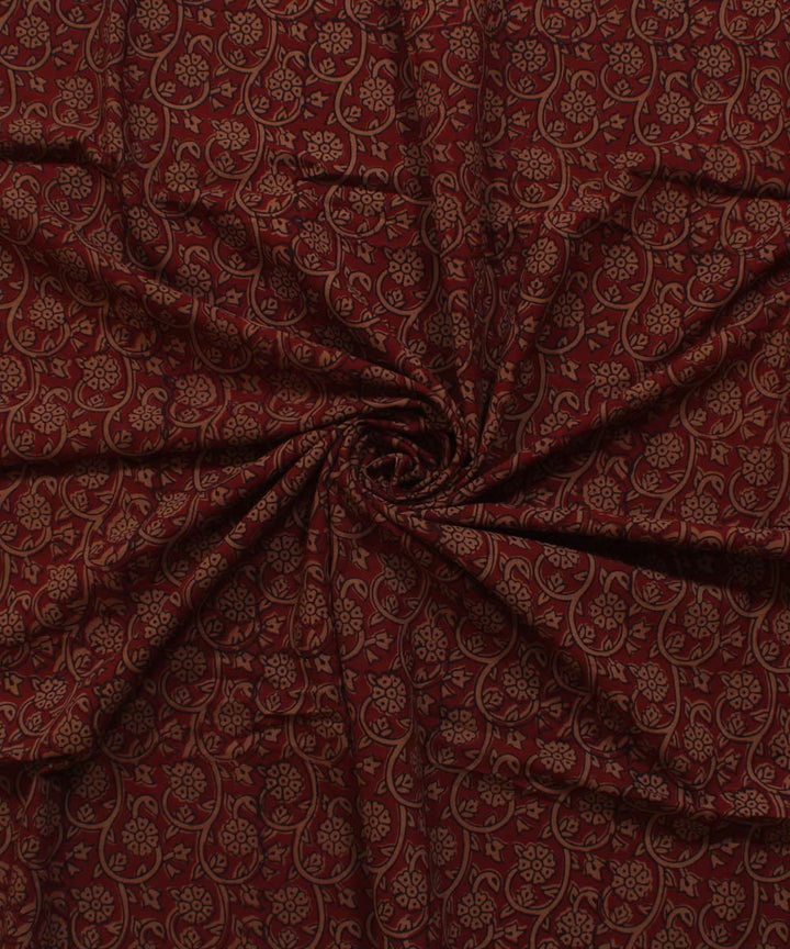 Maroon olive green cotton hand bagh printed fabric