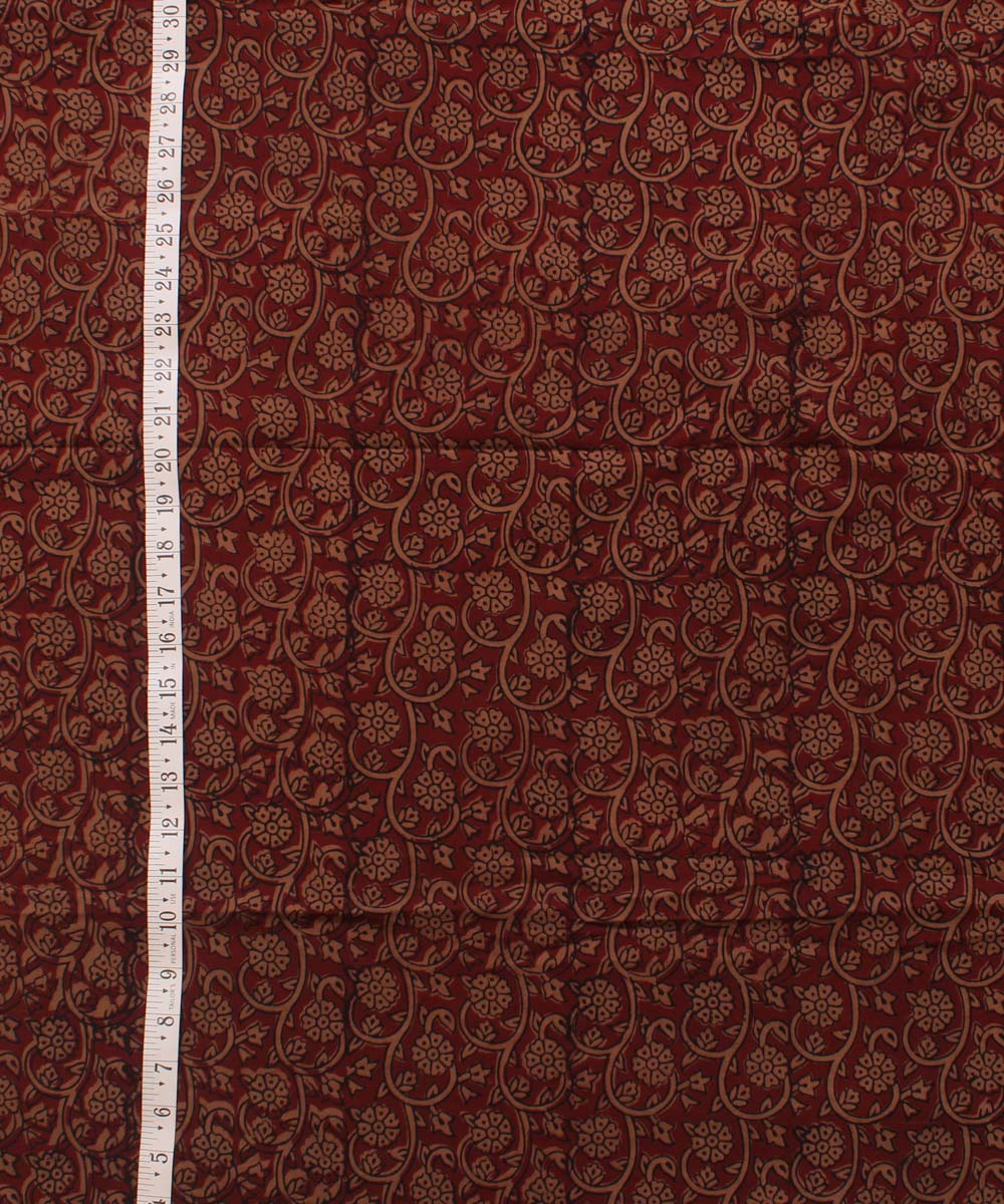 Maroon olive green cotton hand bagh printed fabric
