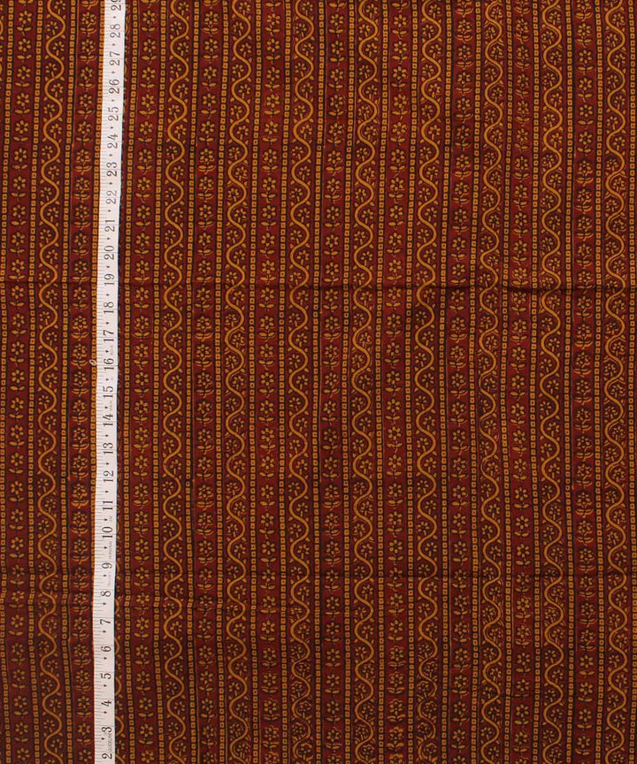 Mustard maroon hand block bagh printed cotton fabric