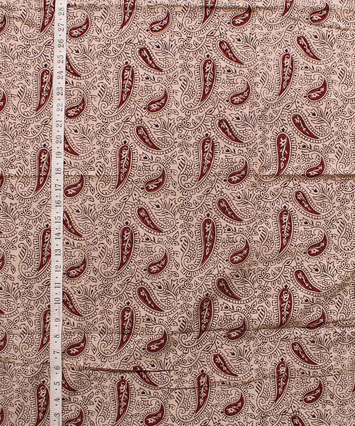 Cream red hand block bagh printed cotton fabric