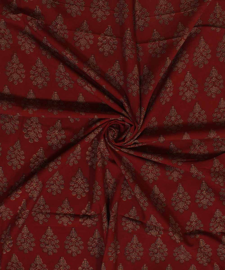Maroon grey hand block bagh printed cotton fabric