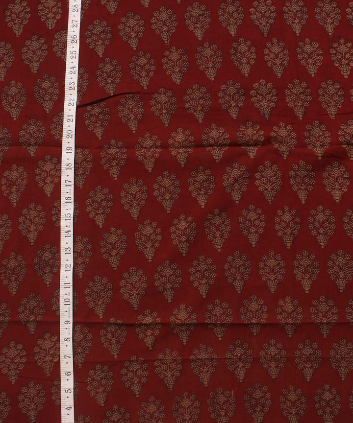 Maroon grey hand block bagh printed cotton fabric