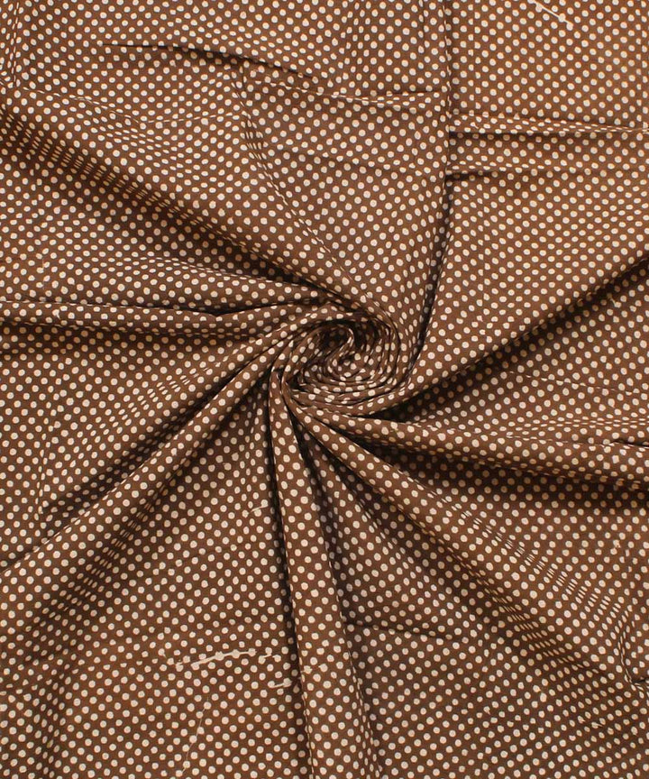 Brown cream hand block bagh printed cotton fabric