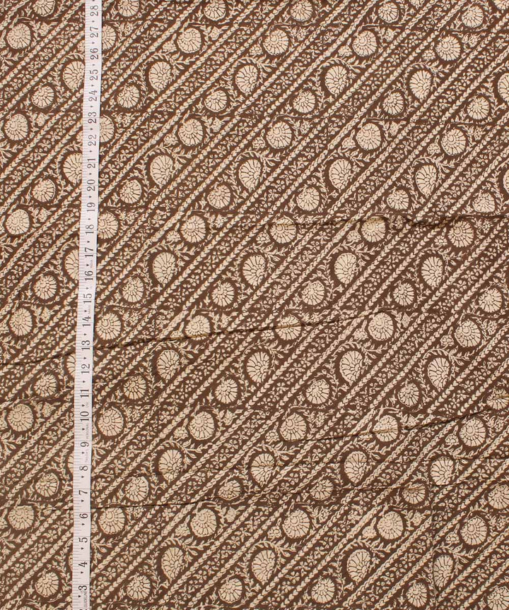 Cream grey hand block cotton bagh printed fabric