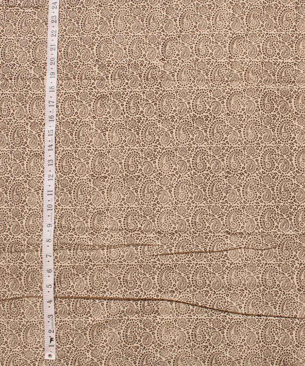 Cream grey cotton hand block bagh printed fabric