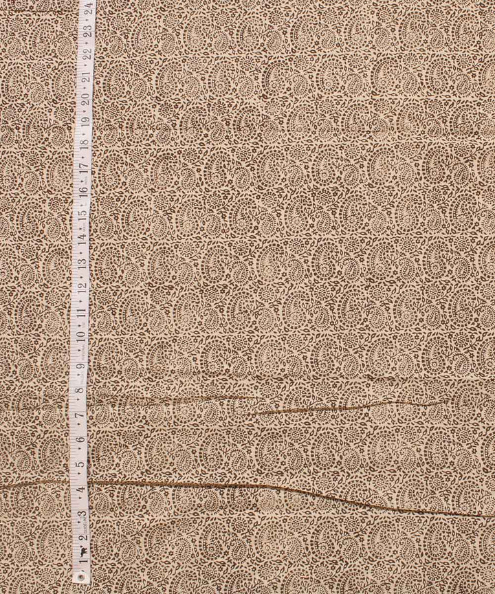 Cream grey cotton hand block bagh printed fabric