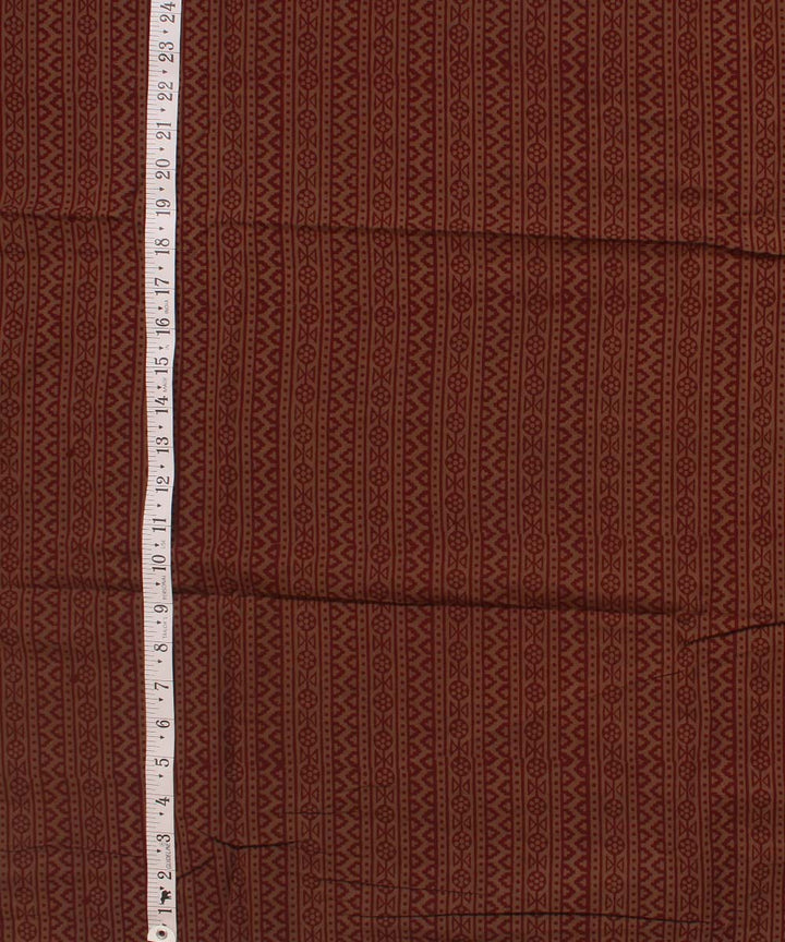 Maroon light olive striped Hand block bagh printed cotton Fabric