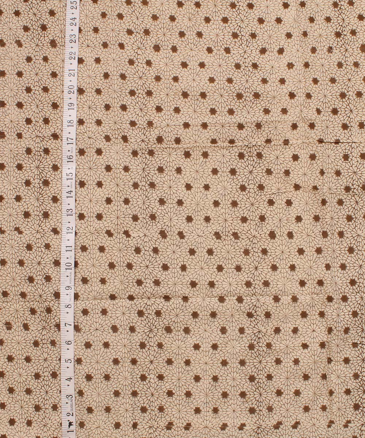 Cream grey Hand block bagh printed cotton Fabric