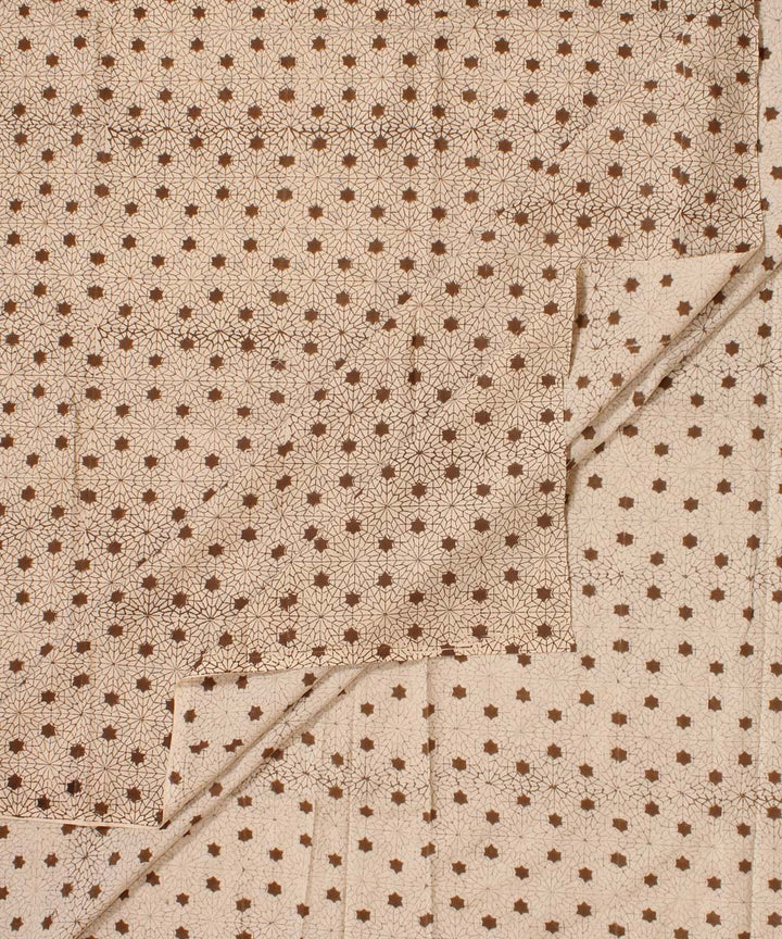 Cream grey Hand block bagh printed cotton Fabric