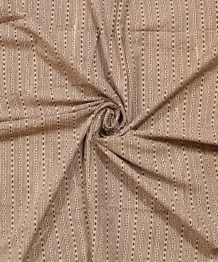 Cream fine striped Hand block bagh printed cotton Fabric