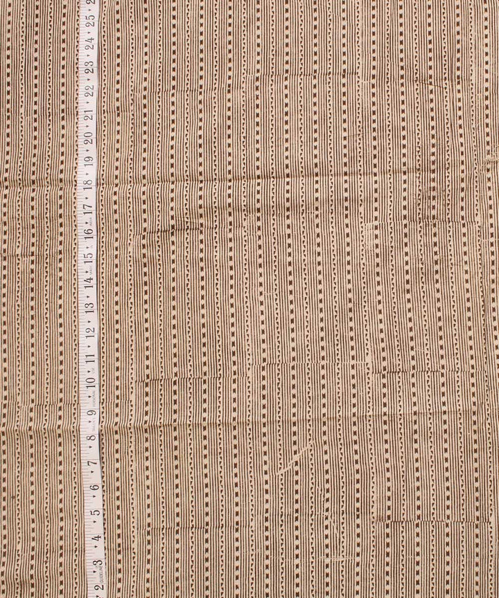 Cream fine striped Hand block bagh printed cotton Fabric