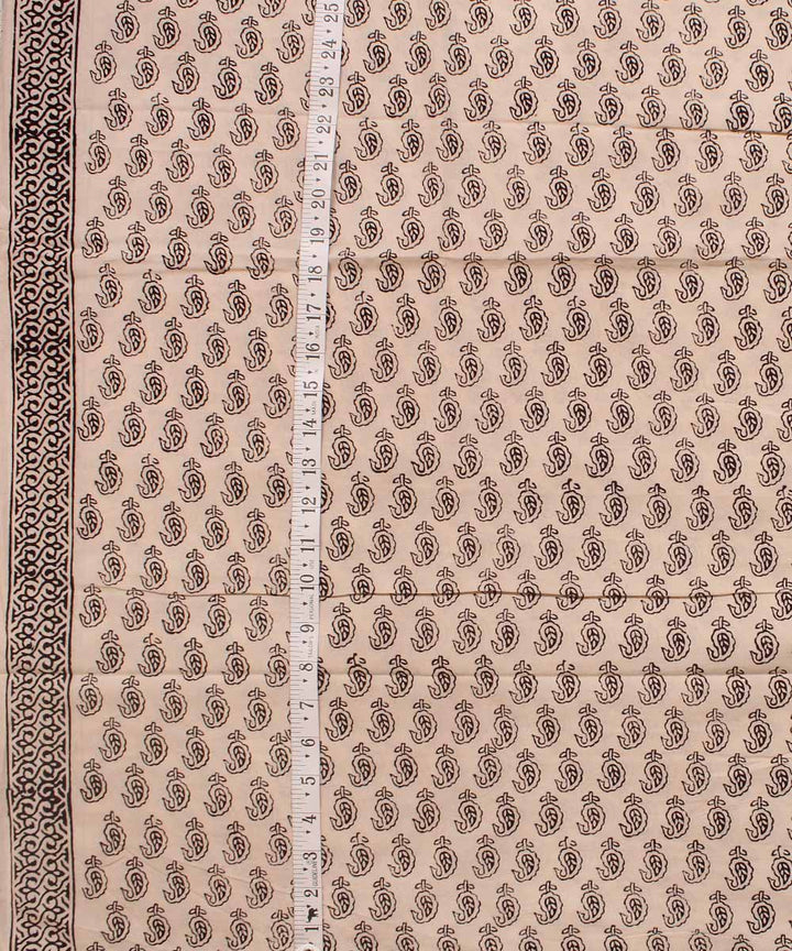 Cream Black Hand block cotton bagh printed Fabric