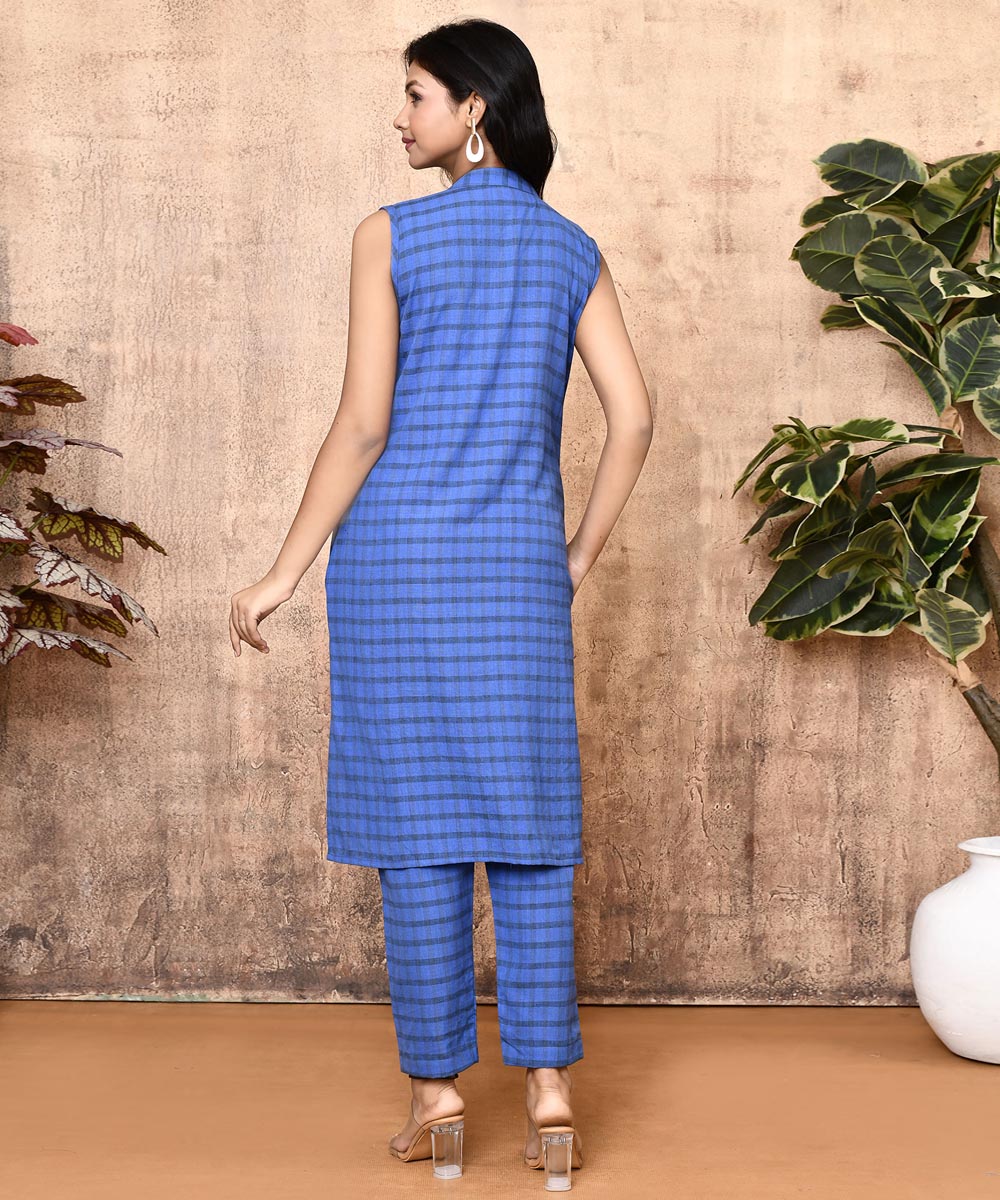 Royal blue ajrakh hand printed cotton kurti